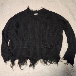 Black Distressed Sweater Size Small